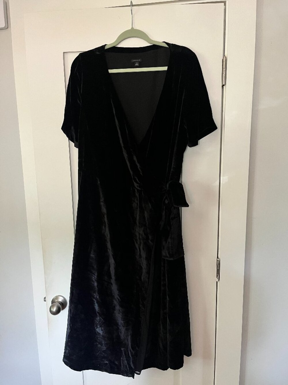 Ann Taylor Black Velvet Wrap Dress - Women's 14